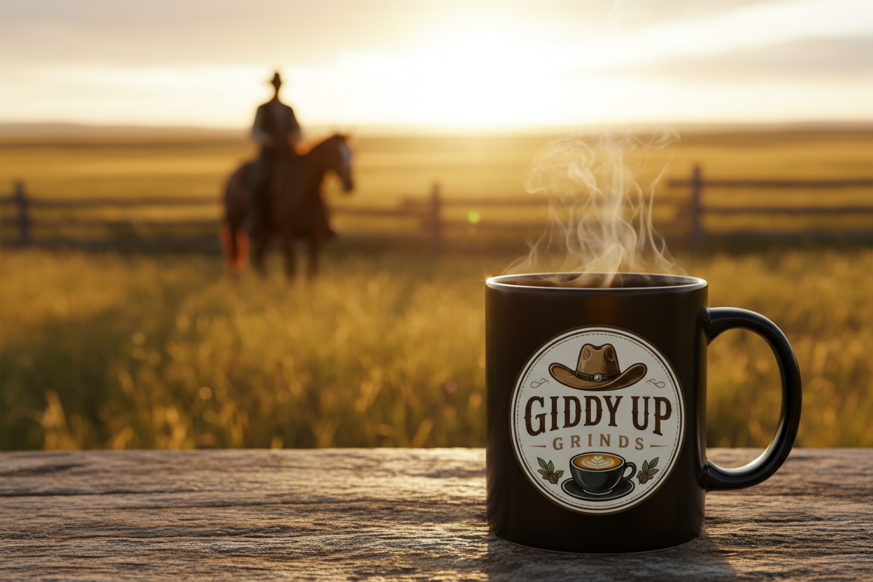 Giddy Up Grinds Mug Banner